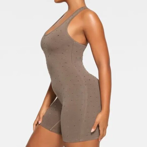 SKIMS size L Outdoor Rhinestone Onesie Romper One Piece Bodysuit Desert - Picture 3 of 7